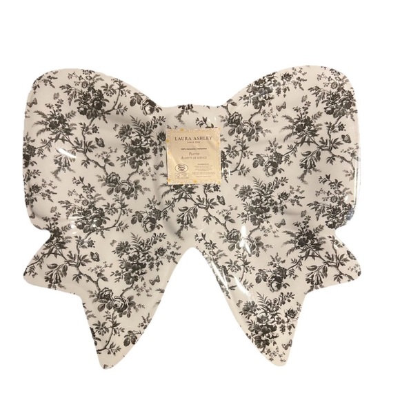 Laura Ashley Other - Laura Ashley Black and White Bow Melamine Floral Serving Platter Cottagecore